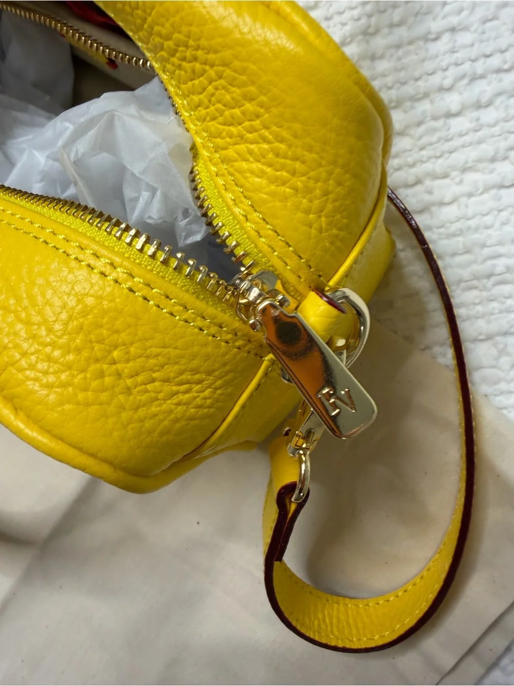 Frances Valentine Yellow Pebbled Leather Satchel with Top Handles